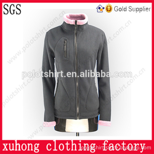 Lady's military zipper long fleece coat